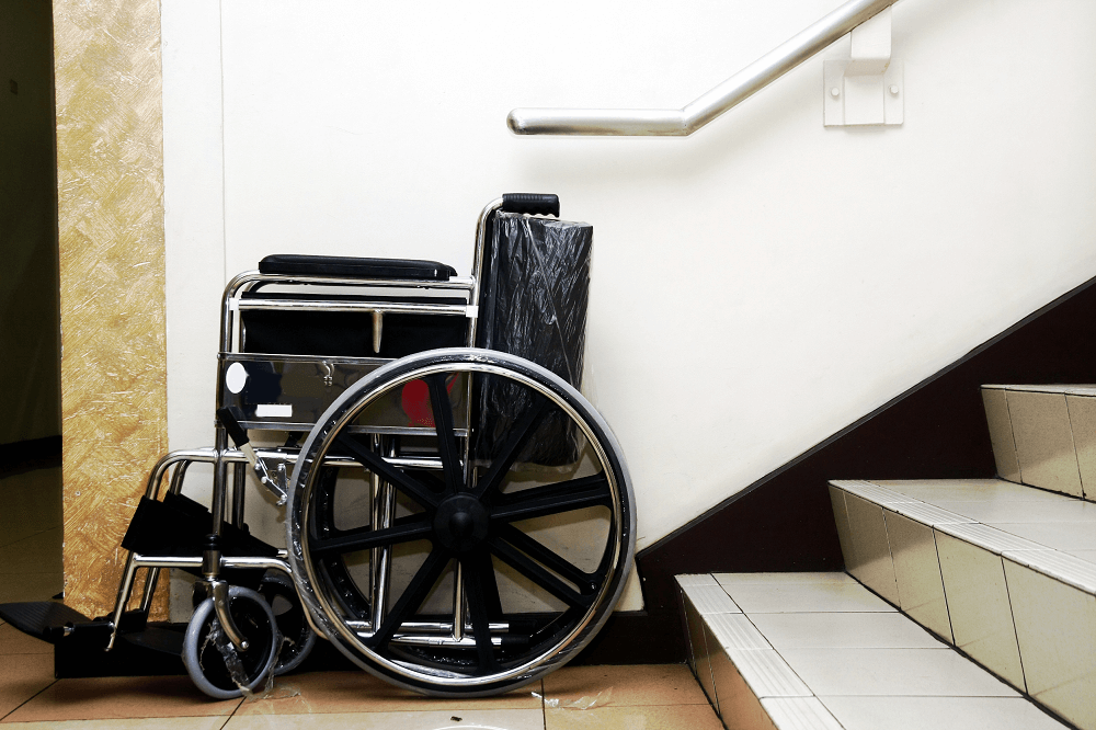 Wheelchair at Bottom of Stairs